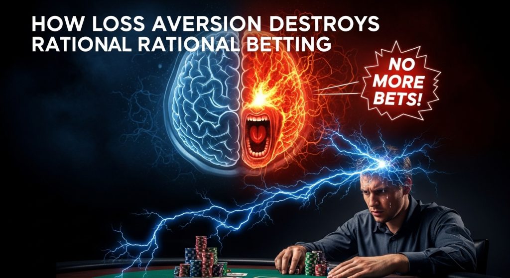 손실 회피 심리를 초능력으로 바꾸라는 메시지, 빨간 괴물 LOSS가 칩을 던지며 공격하자 초록 방패와 빛나는 뇌로 방어하는 전사 이미지, TURN LOSS AVERSION INTO YOUR SUPERPOWER