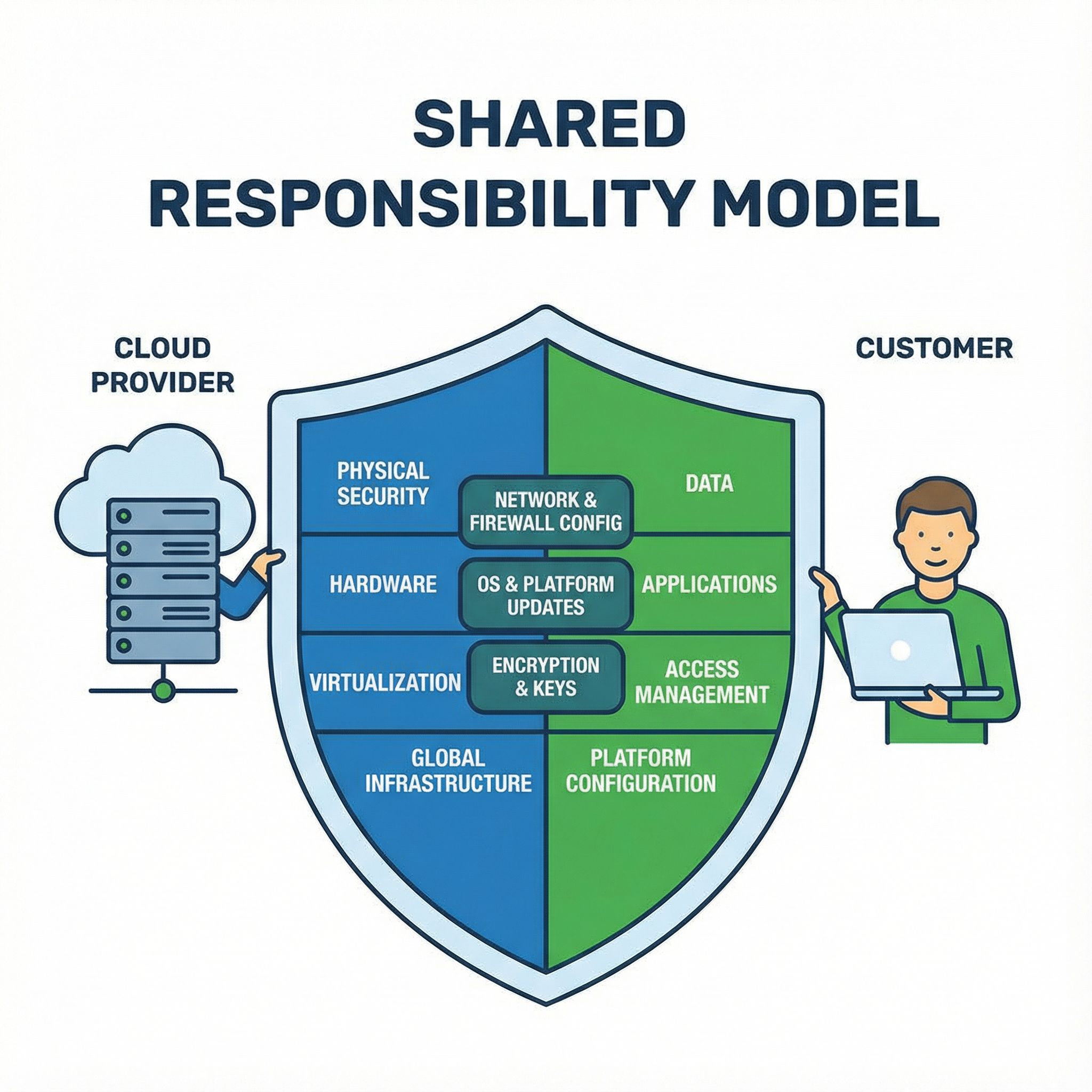 방패 모양 도식 안에 역할 영역이 구분돼 제공자와 이용자 책임 범위를 한눈에 보여주는 설명 장면