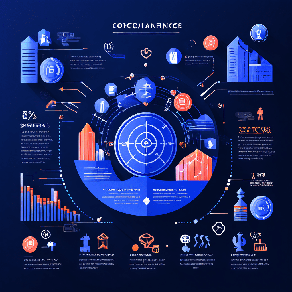 푸른색 배경에 돈, 자물쇠, 문서 아이콘이 배치된 개념도로 금융 법률의 핵심 목표를 설명하는 모습이다.