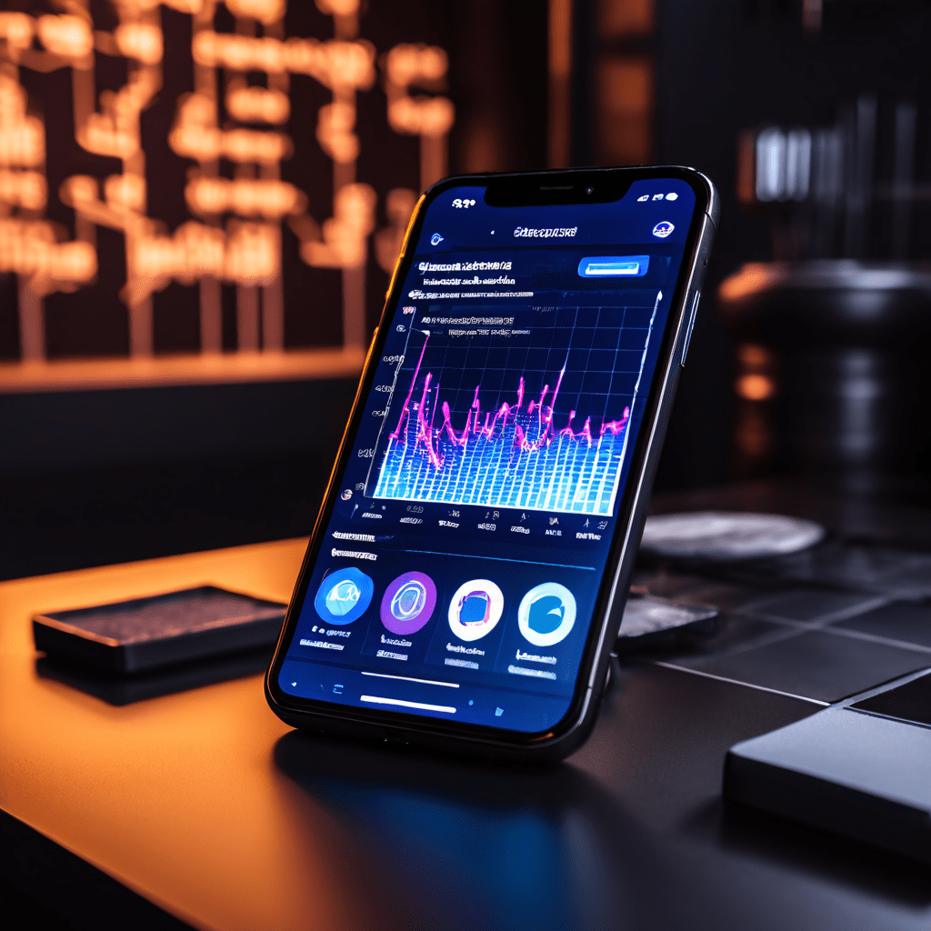 스마트폰 화면에 전략적 작전 지도처럼 펼쳐진 인스타그램 앱이 그래프와 실시간 트렌드 아이콘을 오버레이하여 소셜 미디어 분석의 핵심을 시각적으로 보여줍니다.