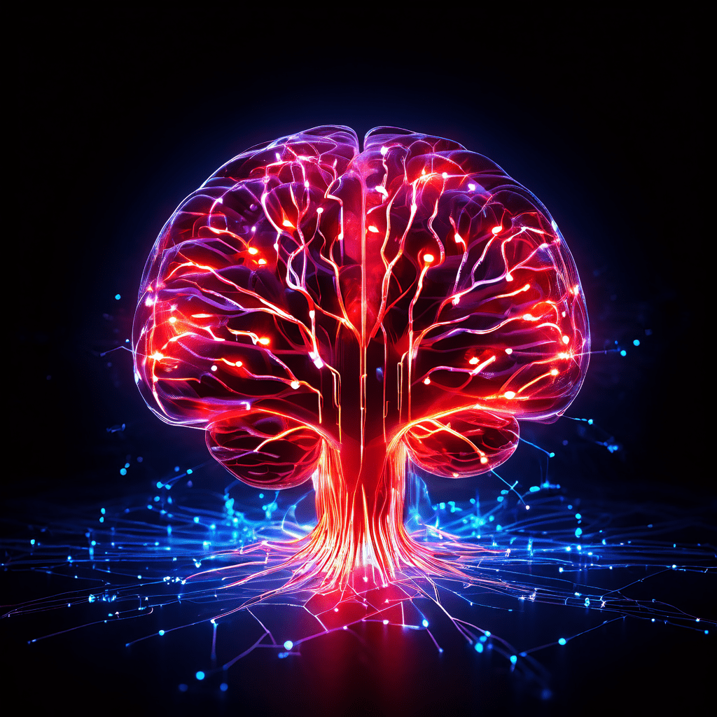 빛의 연결망으로 하나로 뭉친 여러 개의 두뇌 사이로 빛나는 데이터 입자들이 흘러가며 아이디어의 확산과 집단 지성을 시각적으로 상징하는 이미지입니다.