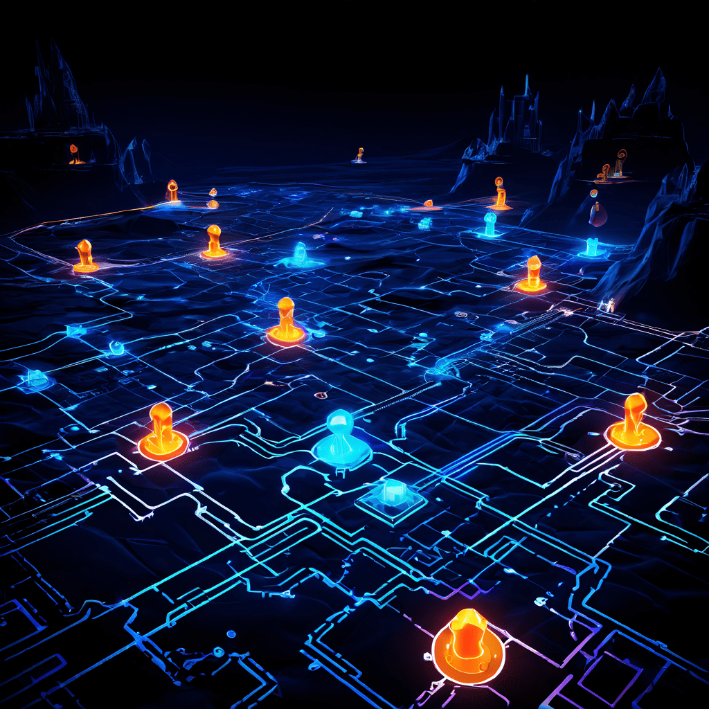 게임 오버 화면 이후 플레이어가 선택할 수 있는 다양한 진행 경로를 사용자 경로 맵으로 시각화하여 명확한 가이드 경로와 혼란스러운 경로의 대비를 강조하는 이미지입니다.