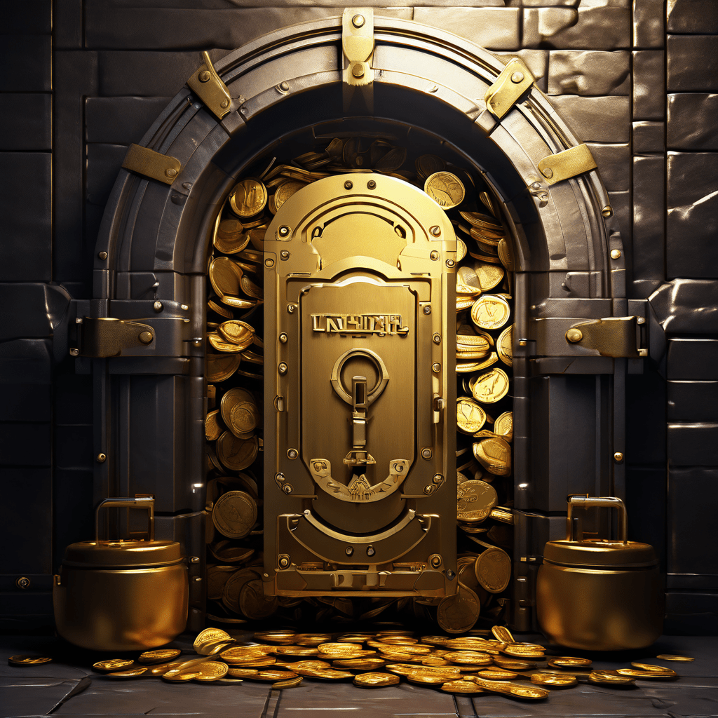 초기 자본이라는 금화 자루가 금고문을 막아 열린 틈을 만들고, 그 앞에 작고 허술한 자물쇠가 걸려 있는 모습으로, 부적절한 보안 관리가 자산 노출로 이어질 수 있음을 상징적으로 보여줍니다.