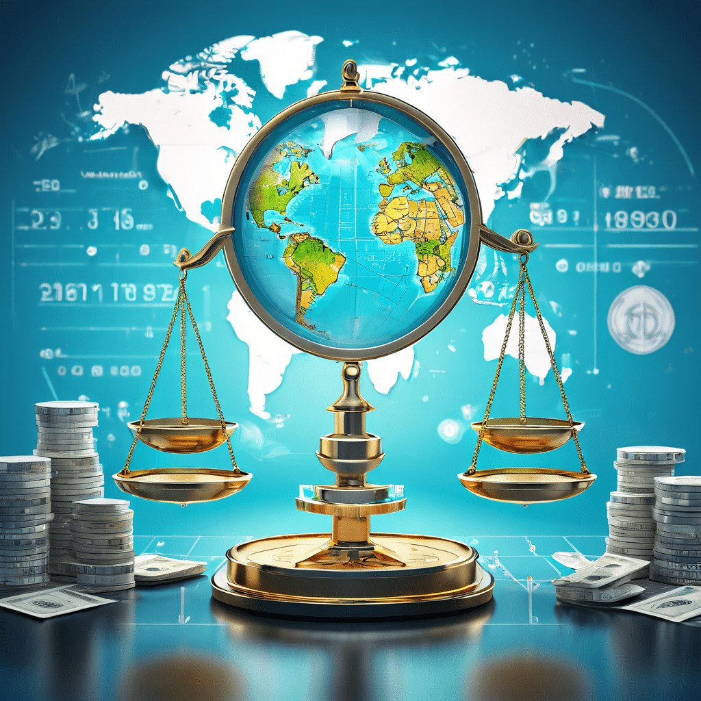 글로벌 금융 데이터를 배경으로 정밀한 디지털 저울이 여러 통화 기호의 완벽한 균형을 이루고 있으며, 확대경으로 그 정확한 평형점을 확인하는 국제 환율과 금융 안정성의 개념을 시각화한 이미지입니다.