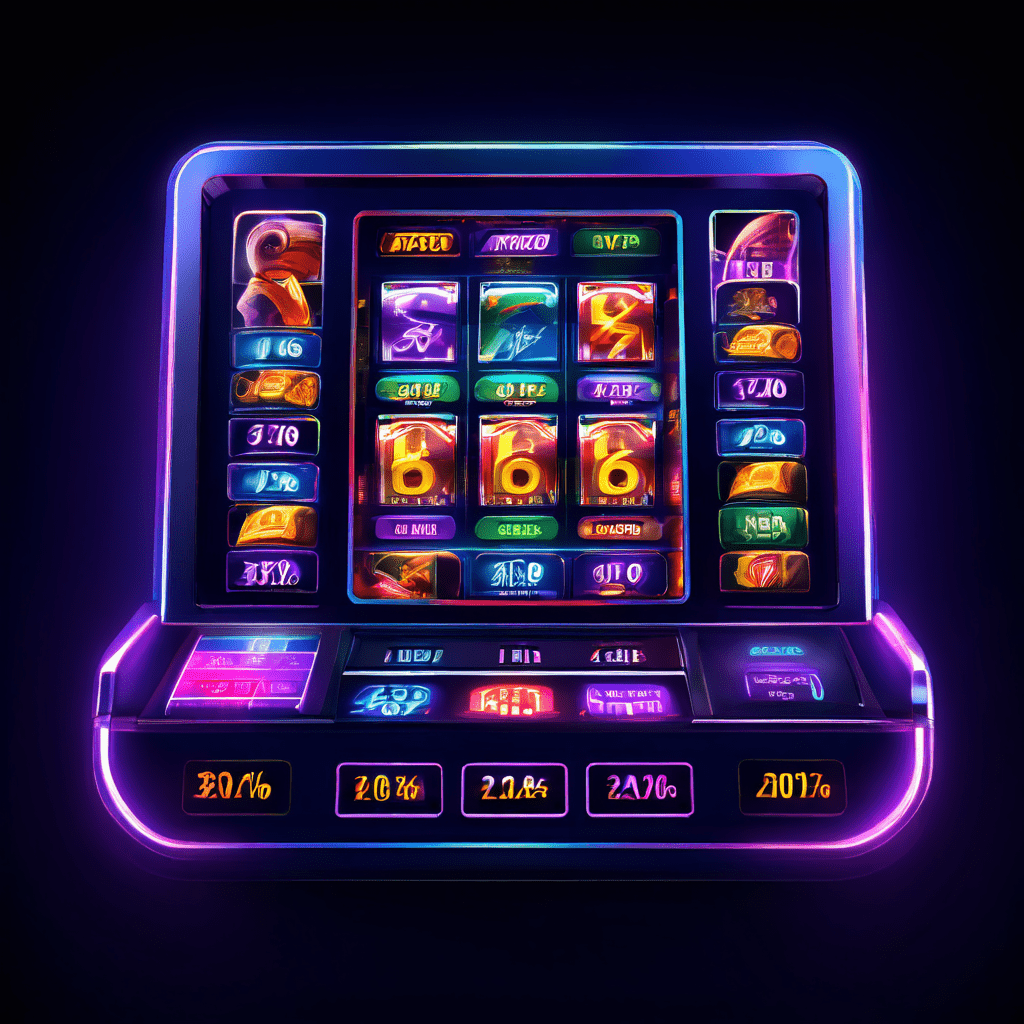 실시간으로 슬롯 머신 썸네일을 커스터마이징하고 데이터 스트림과 파트너 로고가 업데이트되는 모던한 대시보드 인터페이스를 보여주는 디지털 화면입니다.