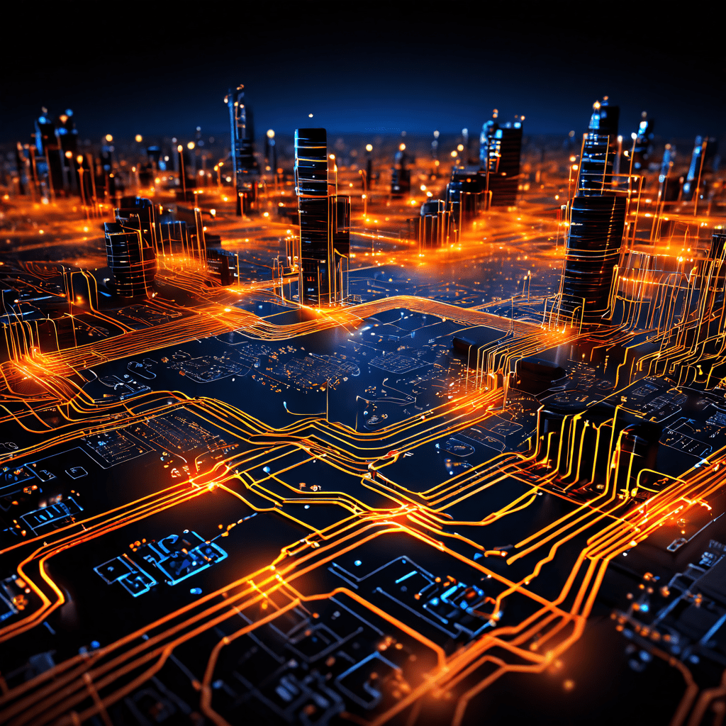 복잡하게 연결된 플랫폼 인프라로 지속적으로 유입되는 배당금 흐름을 회로판 위의 빛나는 데이터 강으로 시각화한 이미지입니다.