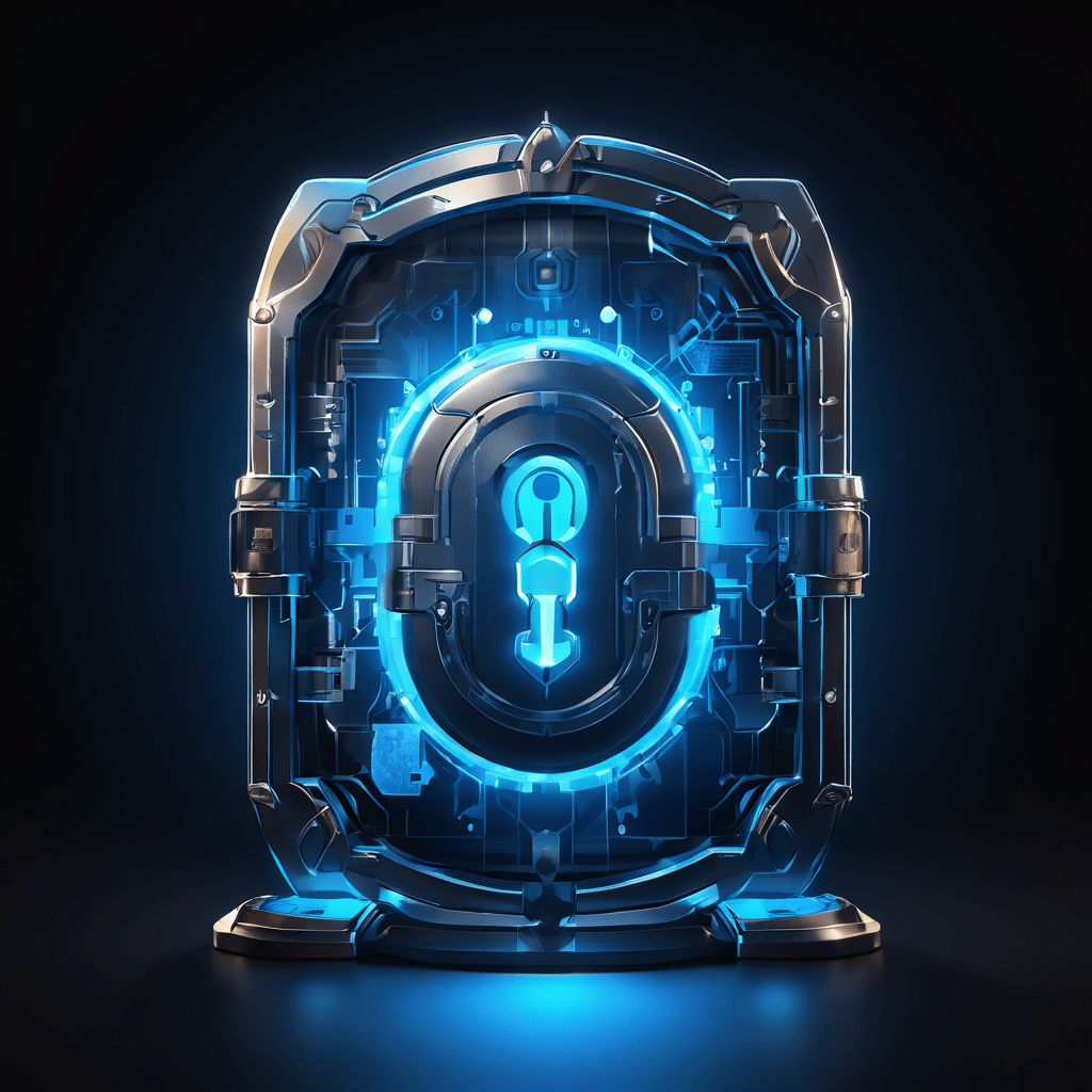 디지털 금고 아이콘 내부에 기밀 문서와 비밀 채팅 로그가 빛나는 보호막과 대형 자물쇠로 안전하게 보호되고 있는 모습을 상징적으로 표현한 이미지입니다.