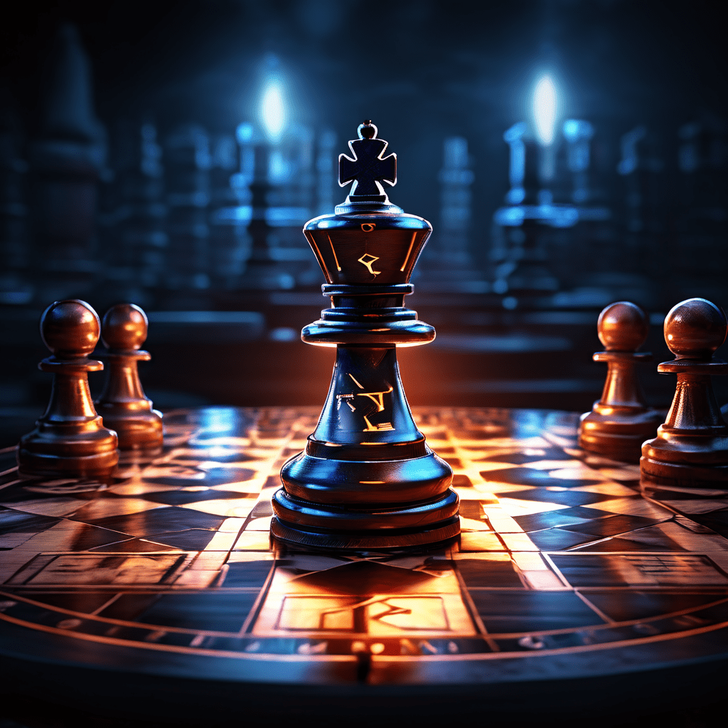 먹튀검증이 표시된 체스 말이 게임 보드 위에서 전략적으로 전진하며, 빛나는 도메인 이름을 안전한 보호막으로 둘러싸고 있는 모습을 상징적으로 표현한 이미지입니다.