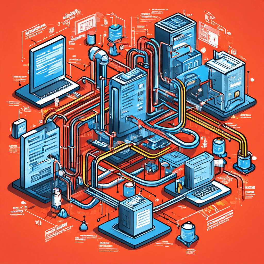 컴퓨터 시스템의 성능 병목 현상을 분석하는 플로우차트로, 데이터 정체를 일으키는 좁은 파이프 구간을 확대경으로 강조하여 시스템 최적화의 중요성을 설명하는 이미지입니다.