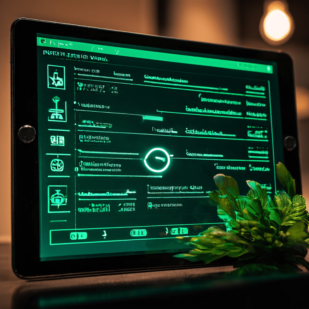 디지털 태블릿 화면에 표시된 주요 운영 체크리스트가 초록색 체크 표시와 함께 완료된 상태를 보여주는 근접 촬영 이미지입니다.