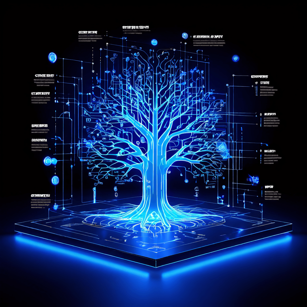새로운 웹사이트의 강력하고 체계적인 첫인상을 상징하는 반짝이는 사이트맵 청사진이 세련된 현대적 웹사이트의 기반을 이루고 있습니다.
