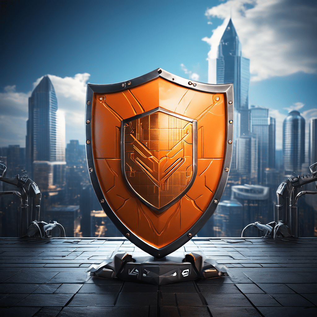 도시를 보호하는 방패와 배경의 점검 목록이 사이버 보안의 선제적 대응 전략과 안전 장치의 중요성을 상징적으로 보여주는 개념 이미지입니다.