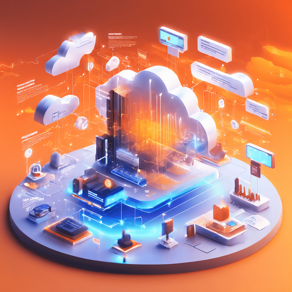 Abstract digital service platform showing connected cloud data layers with visible record gaps in a secure online workflow.
