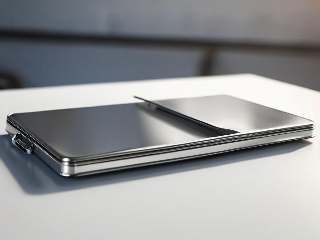 Blank divider cards and a compact storage tray on a brushed metal surface, with angled morning daylight and shallow depth of...